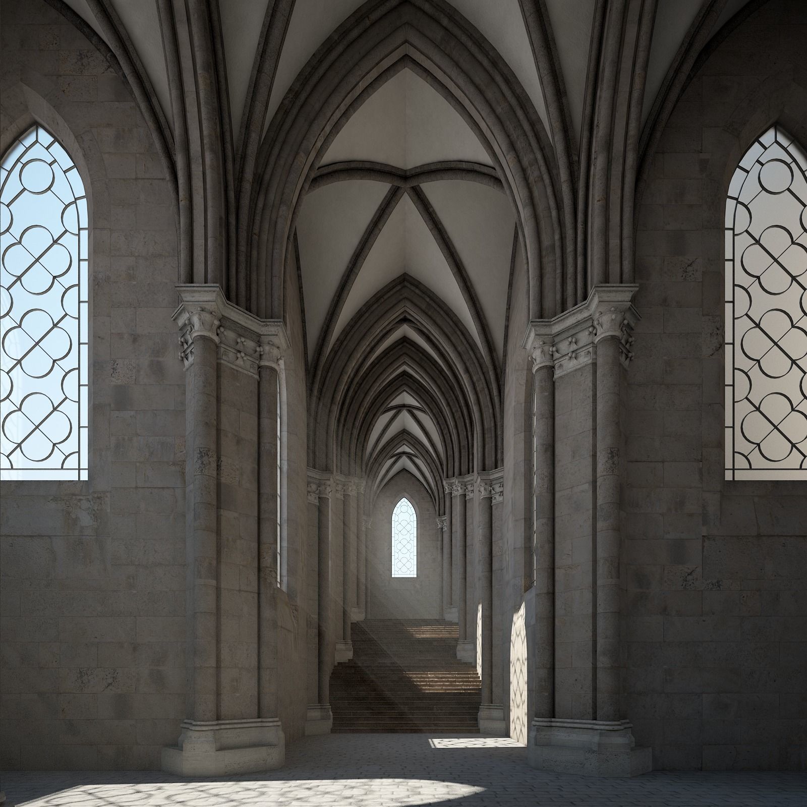 Courtyard of a Gothic Temple 3D model_13