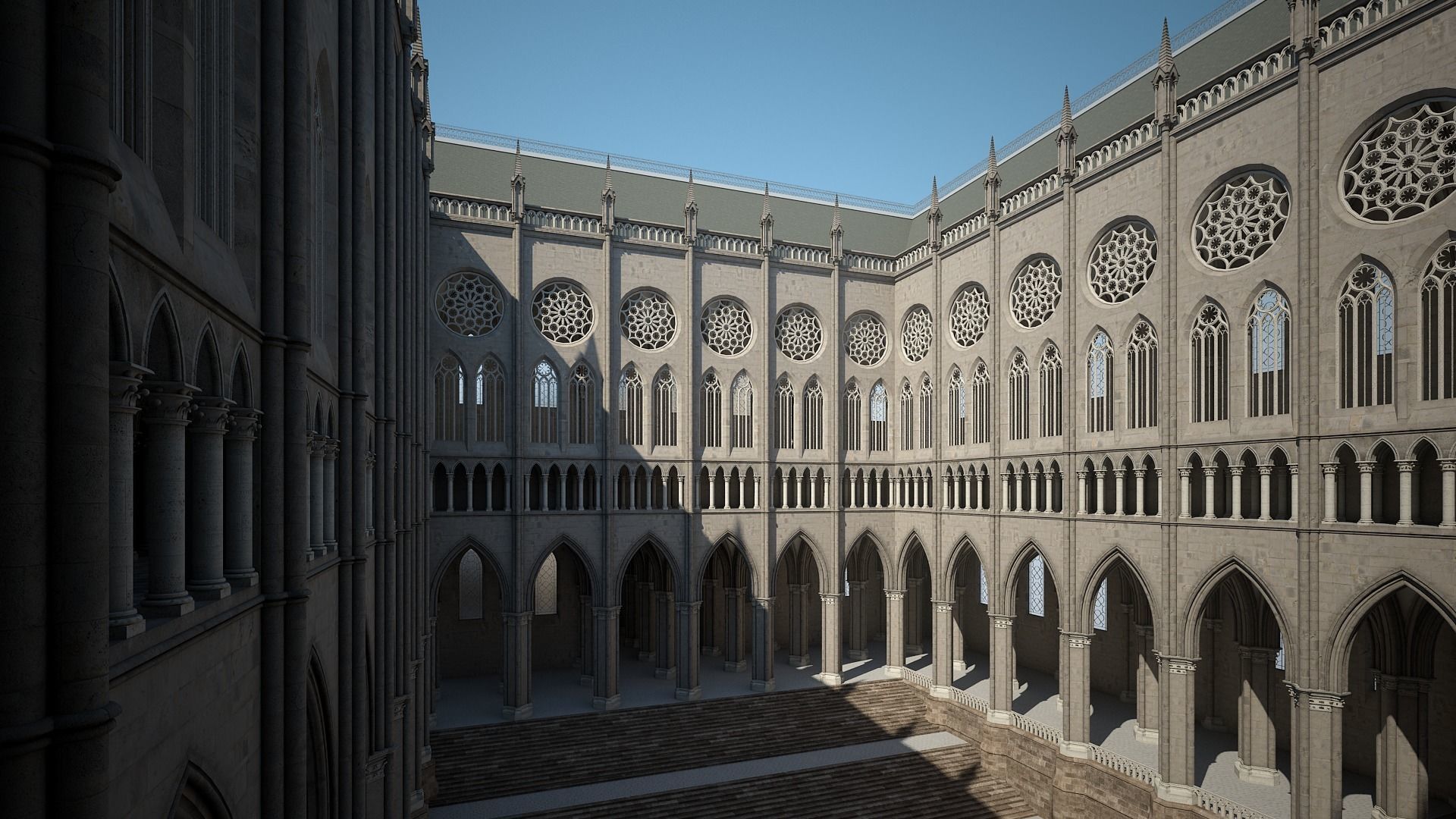 Courtyard of a Gothic Temple 3D model_16