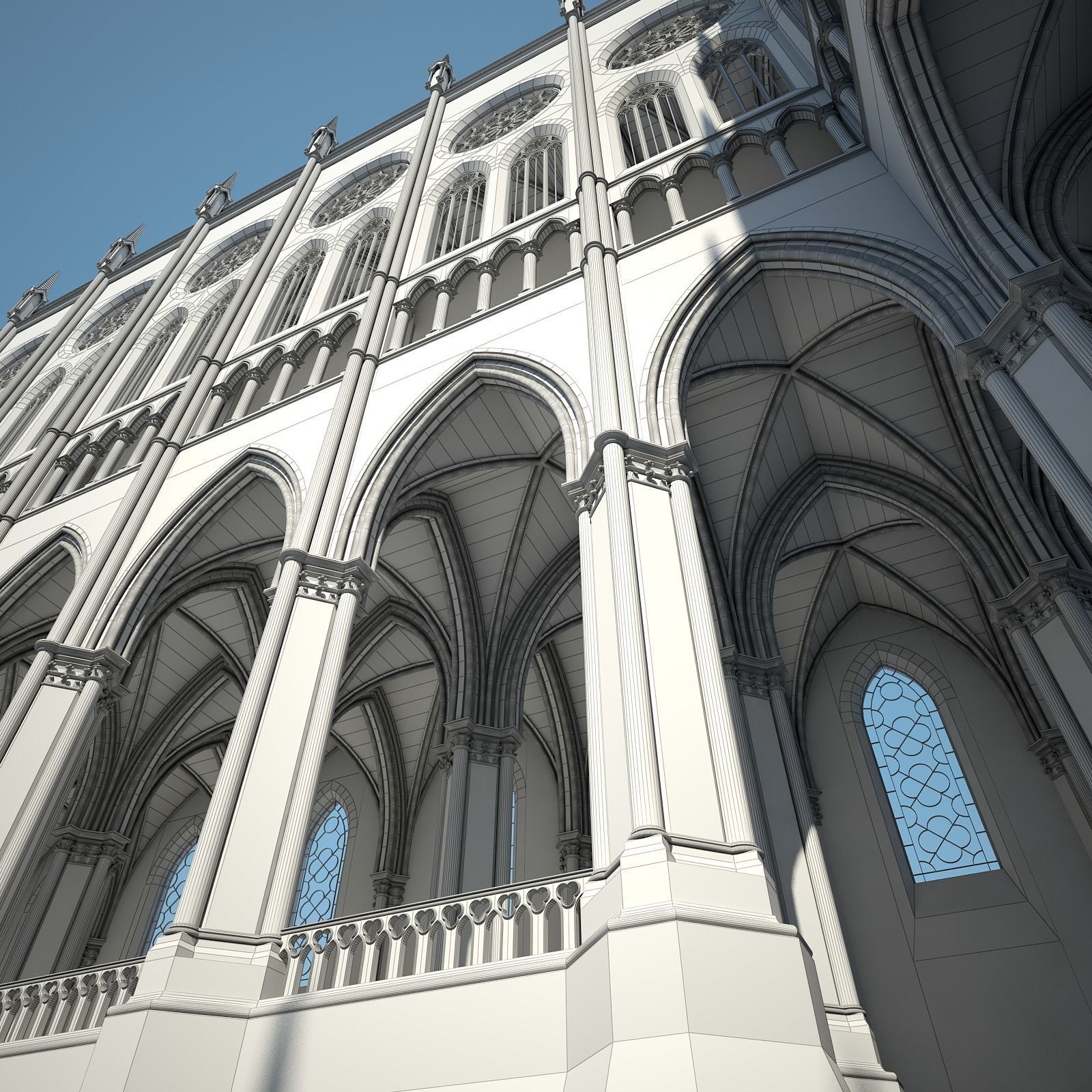 Courtyard of a Gothic Temple 3D model_34