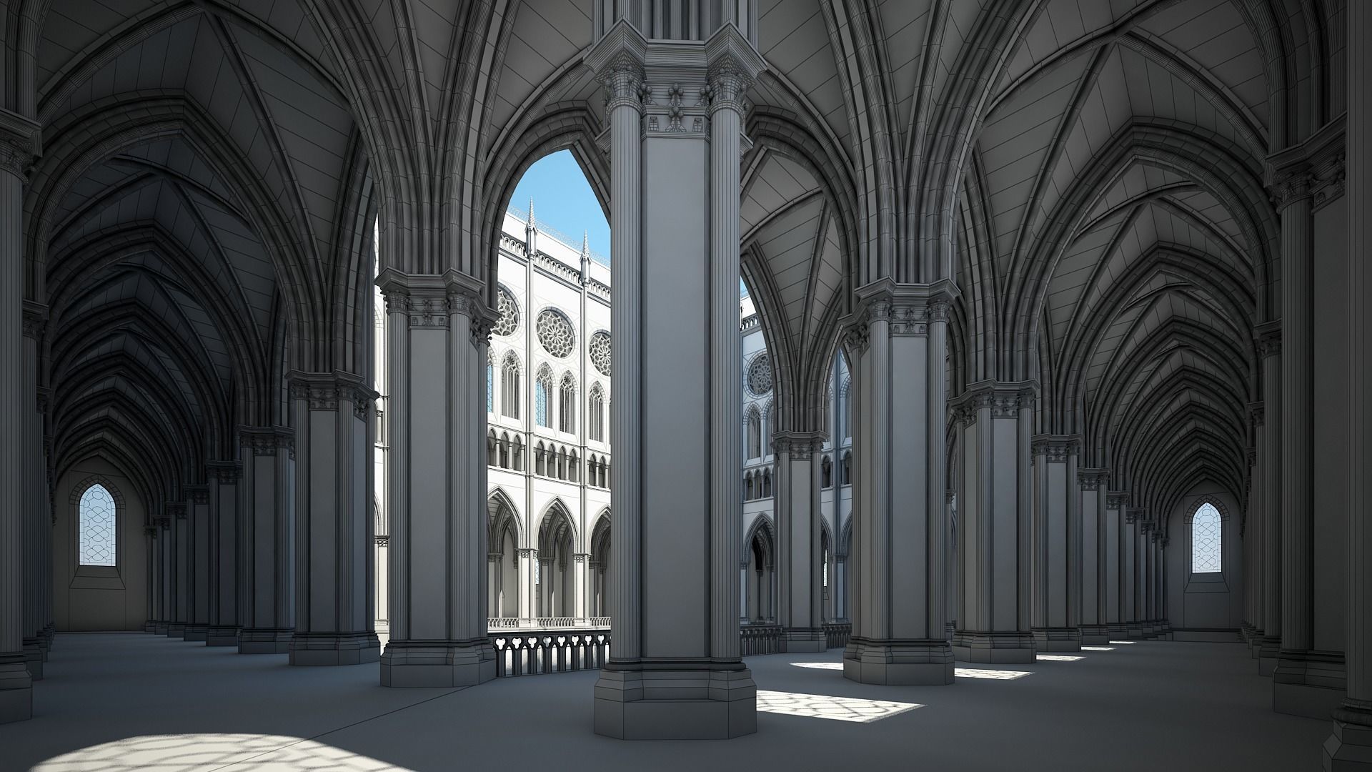 Courtyard of a Gothic Temple 3D model_28