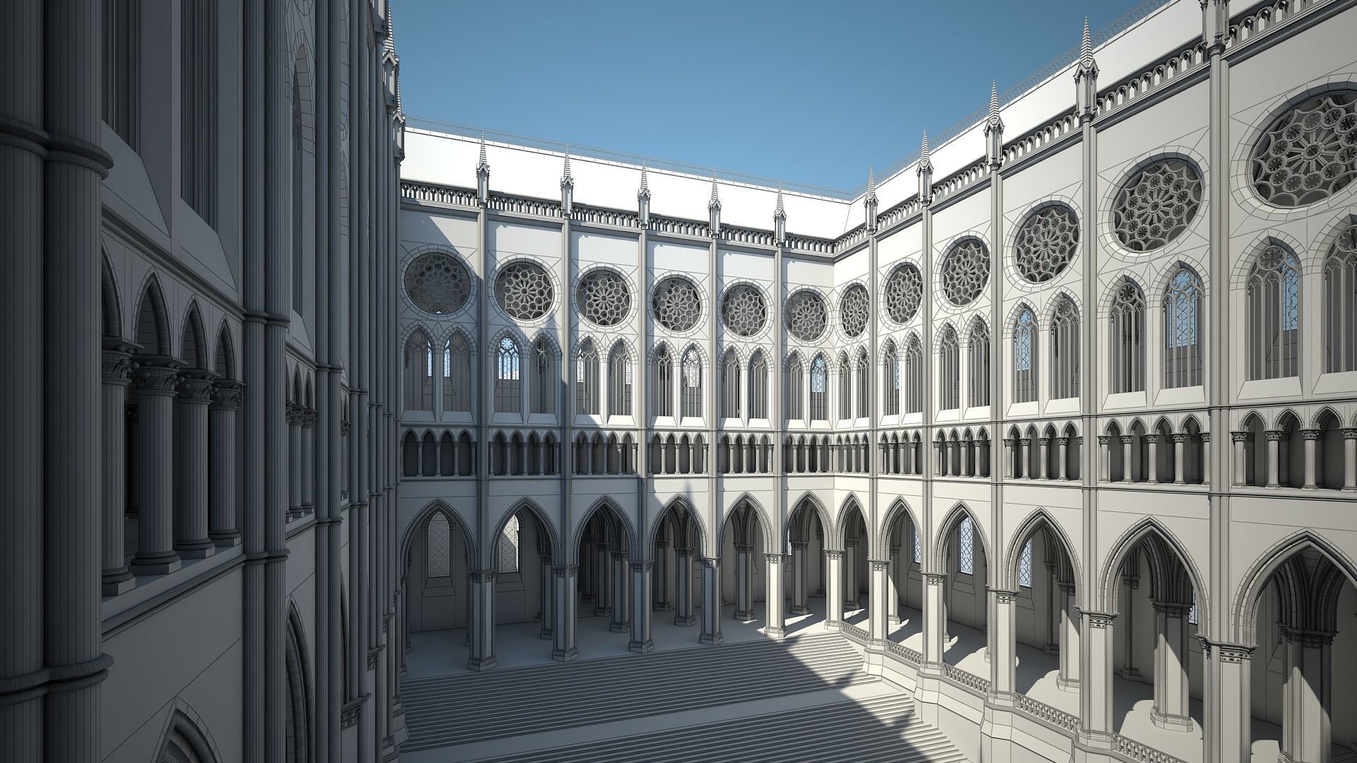 Courtyard of a Gothic Temple 3D model_38