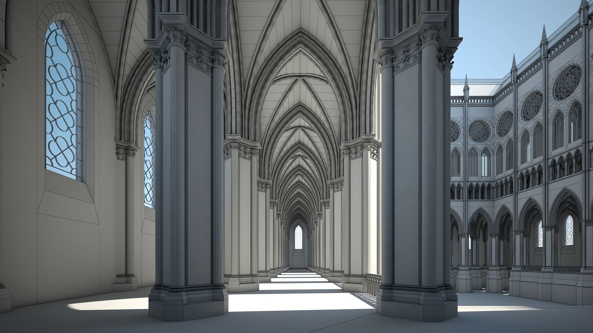 Courtyard of a Gothic Temple 3D model_31