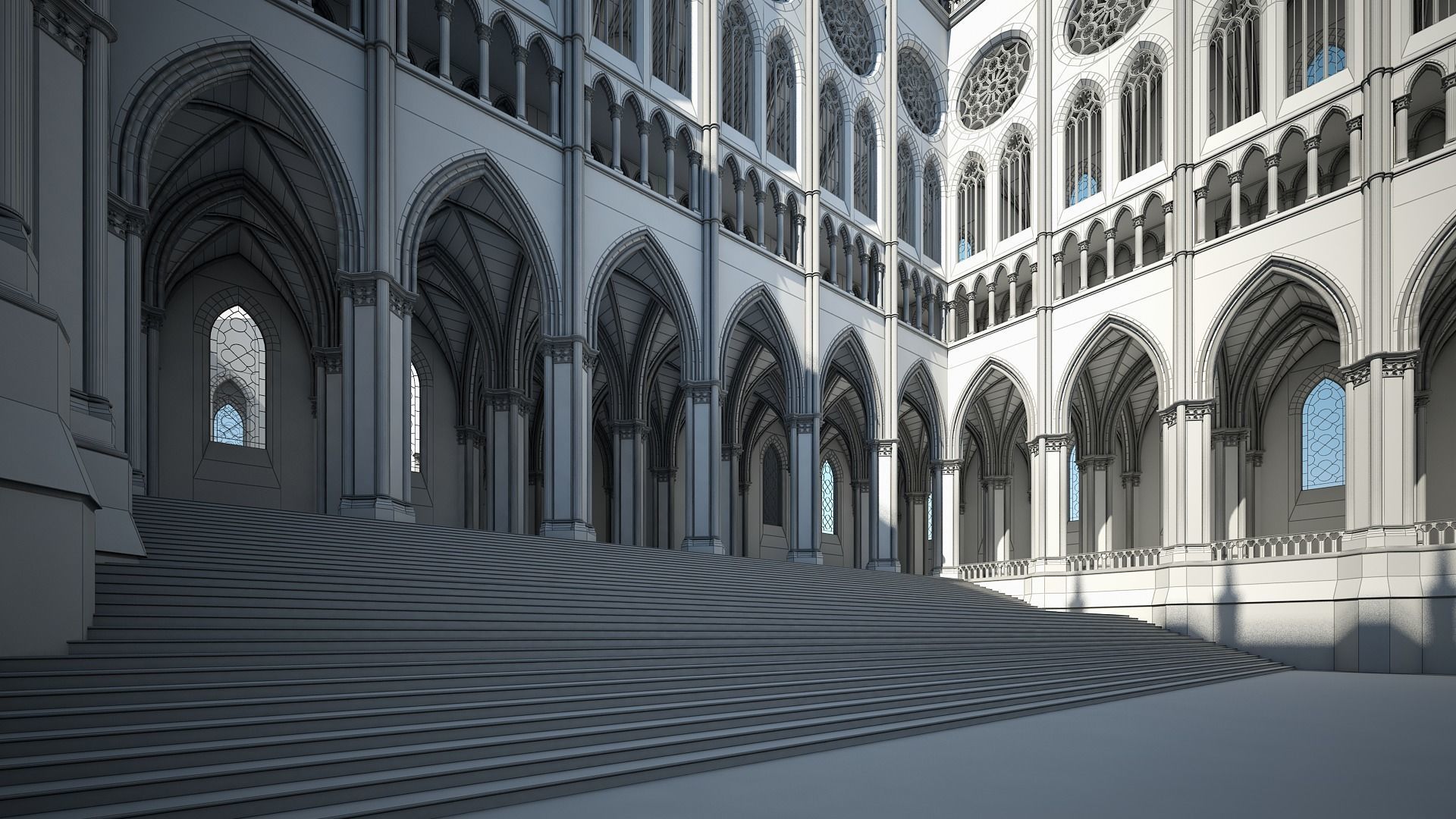 Courtyard of a Gothic Temple 3D model_29