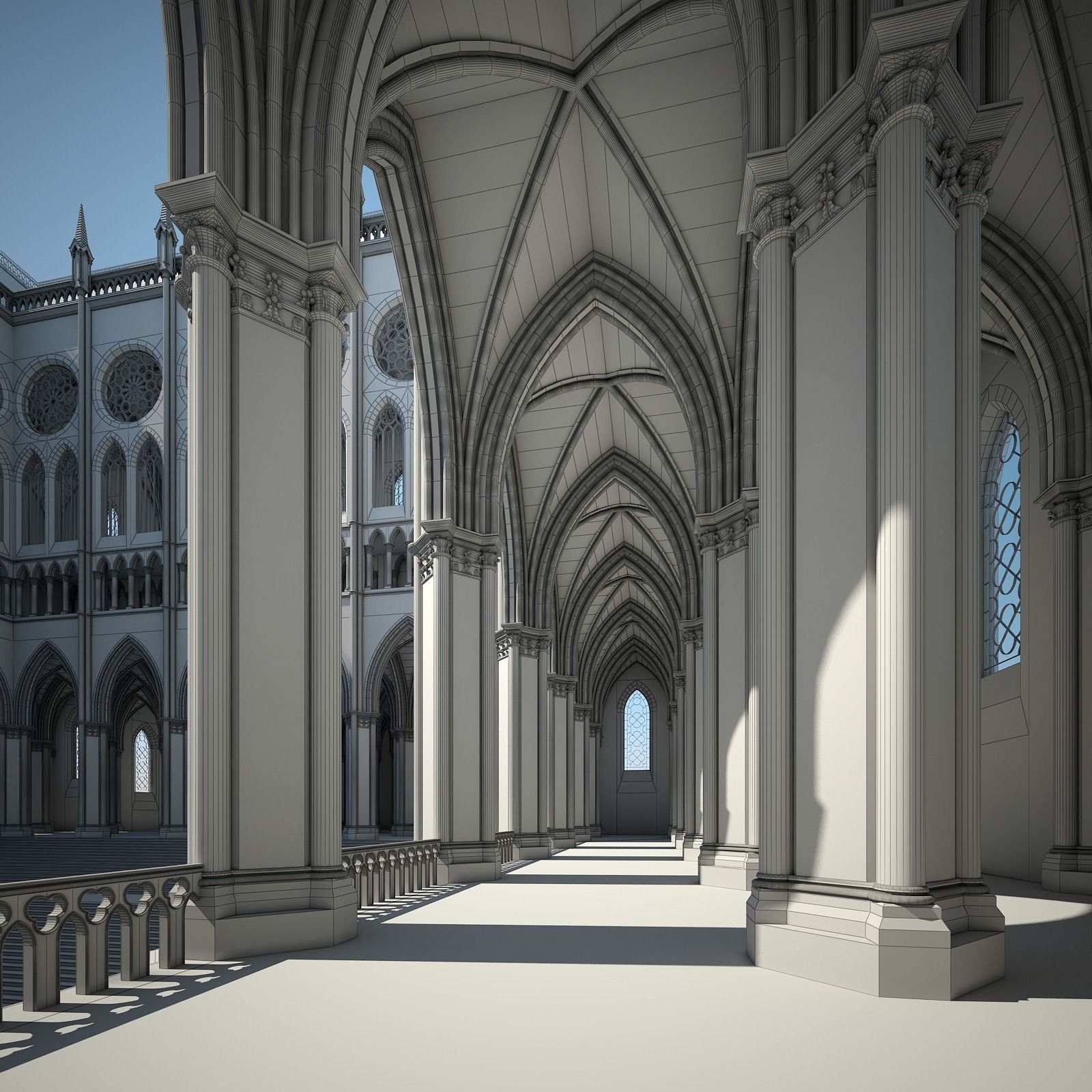 Courtyard of a Gothic Temple 3D model_33