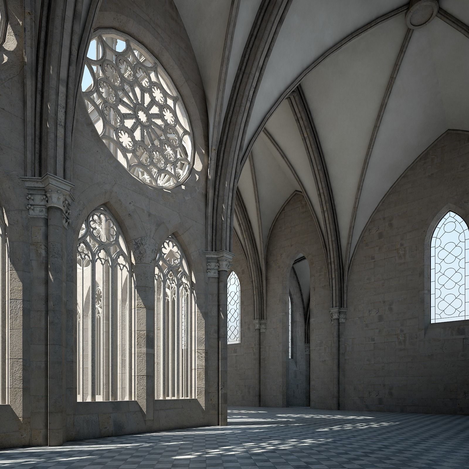 Courtyard of a Gothic Temple 3D model_19