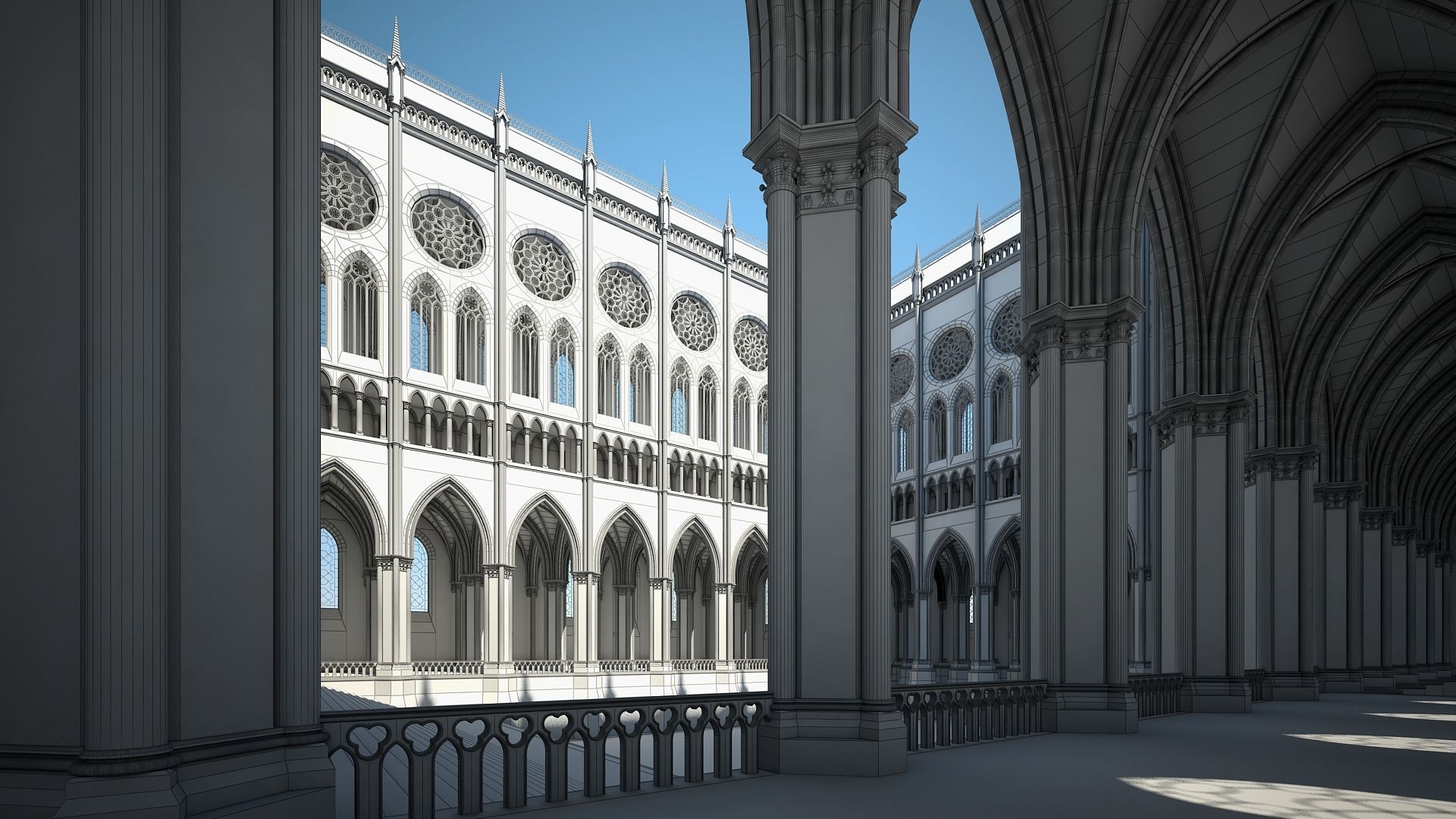 Courtyard of a Gothic Temple 3D model_25