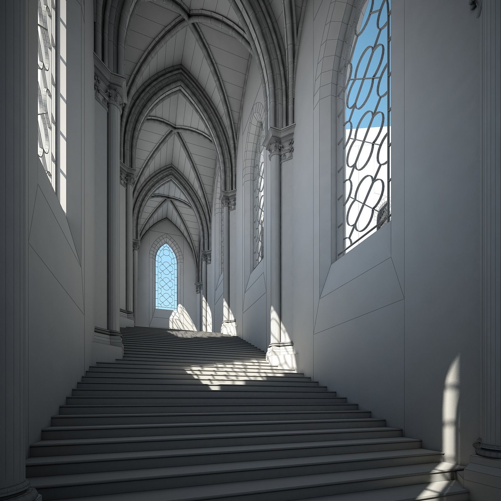 Courtyard of a Gothic Temple 3D model_36