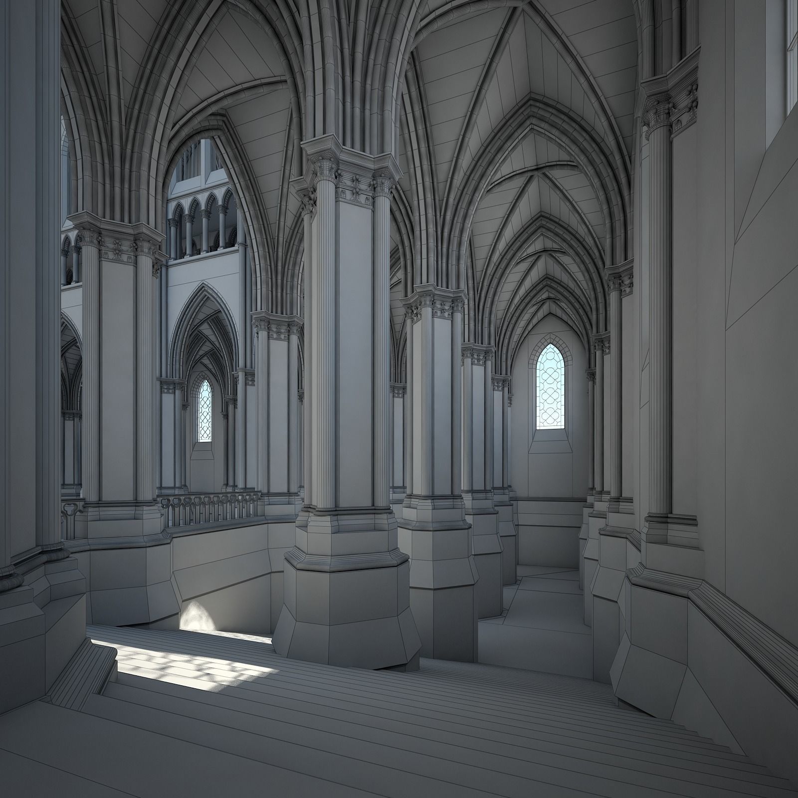 Courtyard of a Gothic Temple 3D model_32