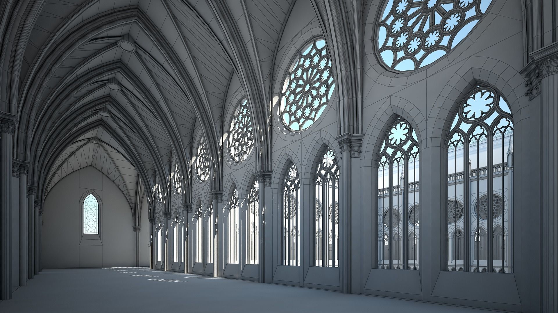 Courtyard of a Gothic Temple 3D model_39