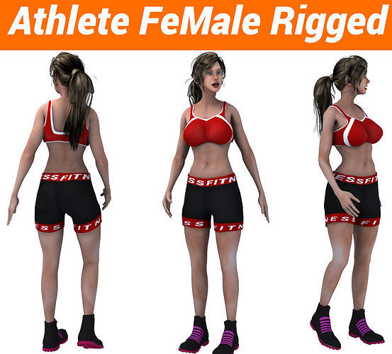 Athlete Female Rigged Character  Low-poly 3D model