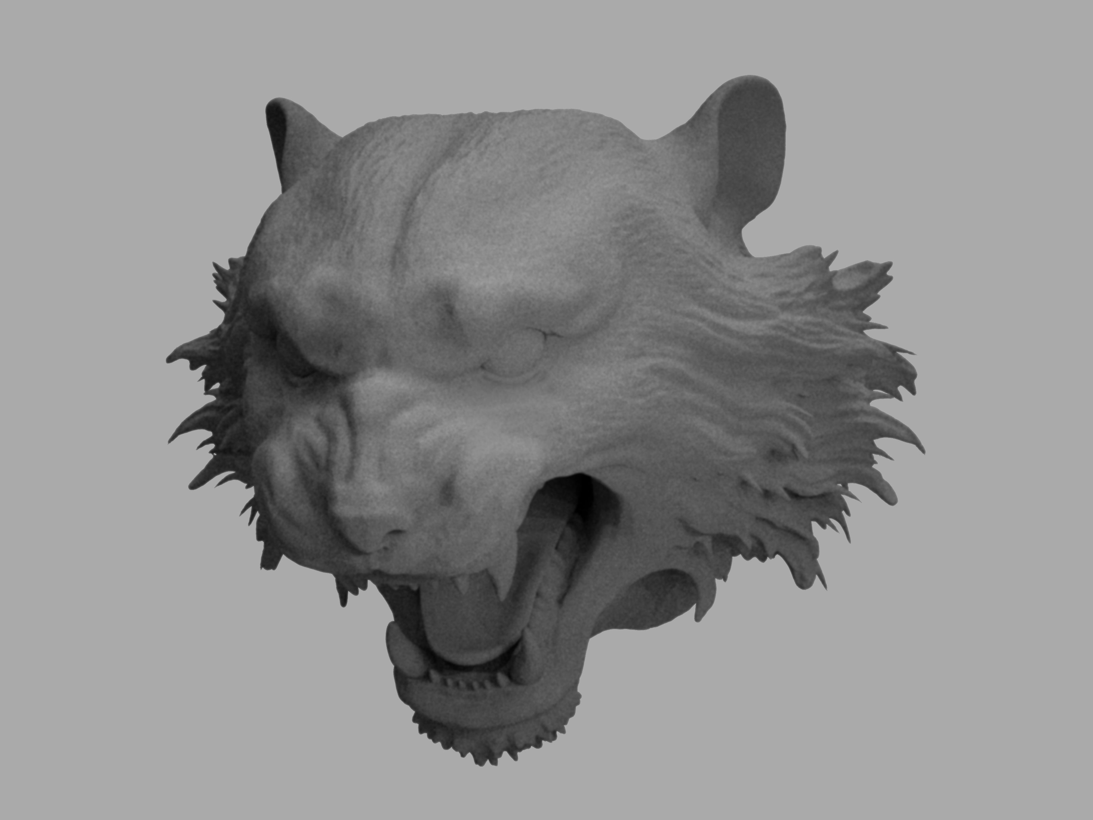 Tiger head long hair 3D model_2