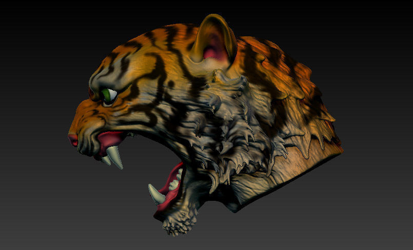 Tiger head long hair 3D model_3