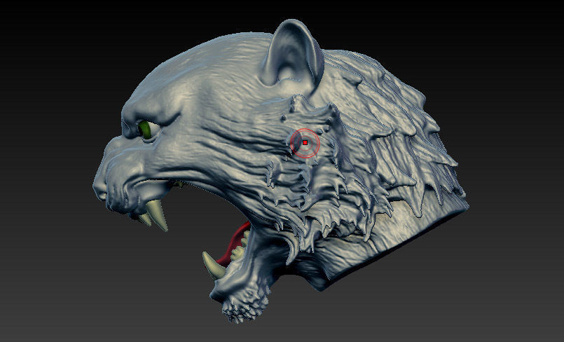 Tiger head long hair 3D model_5