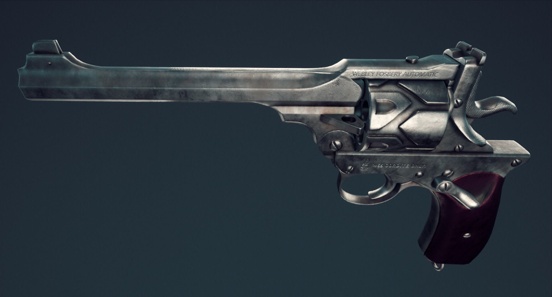 Webley Fosbery Automatic Revolver Low-poly 3D model_5