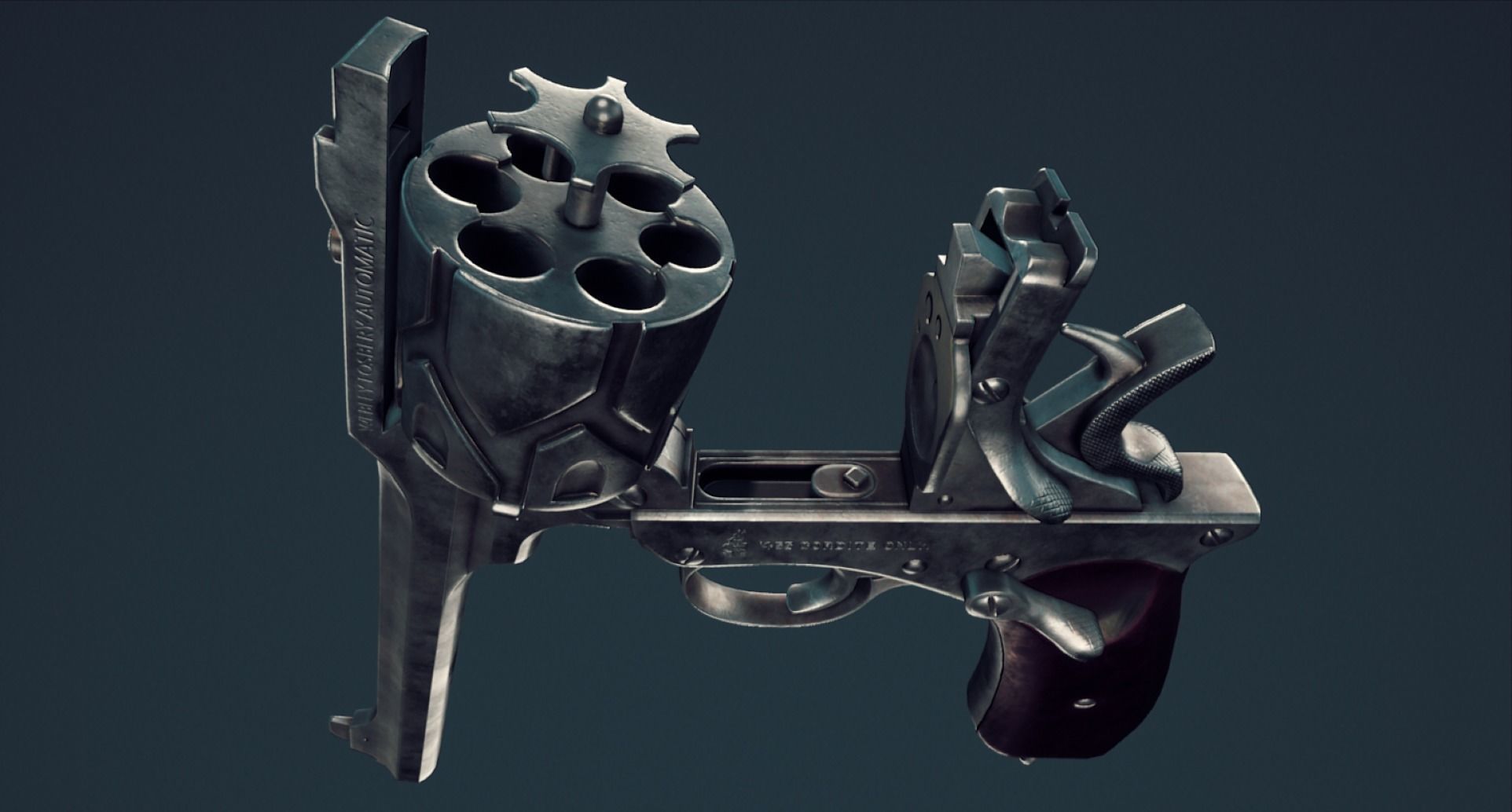 Webley Fosbery Automatic Revolver Low-poly 3D model_29