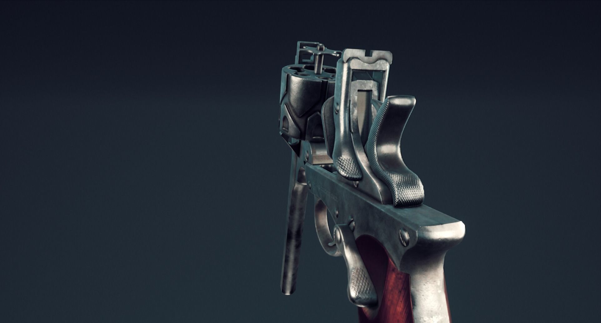 Webley Fosbery Automatic Revolver Low-poly 3D model_25