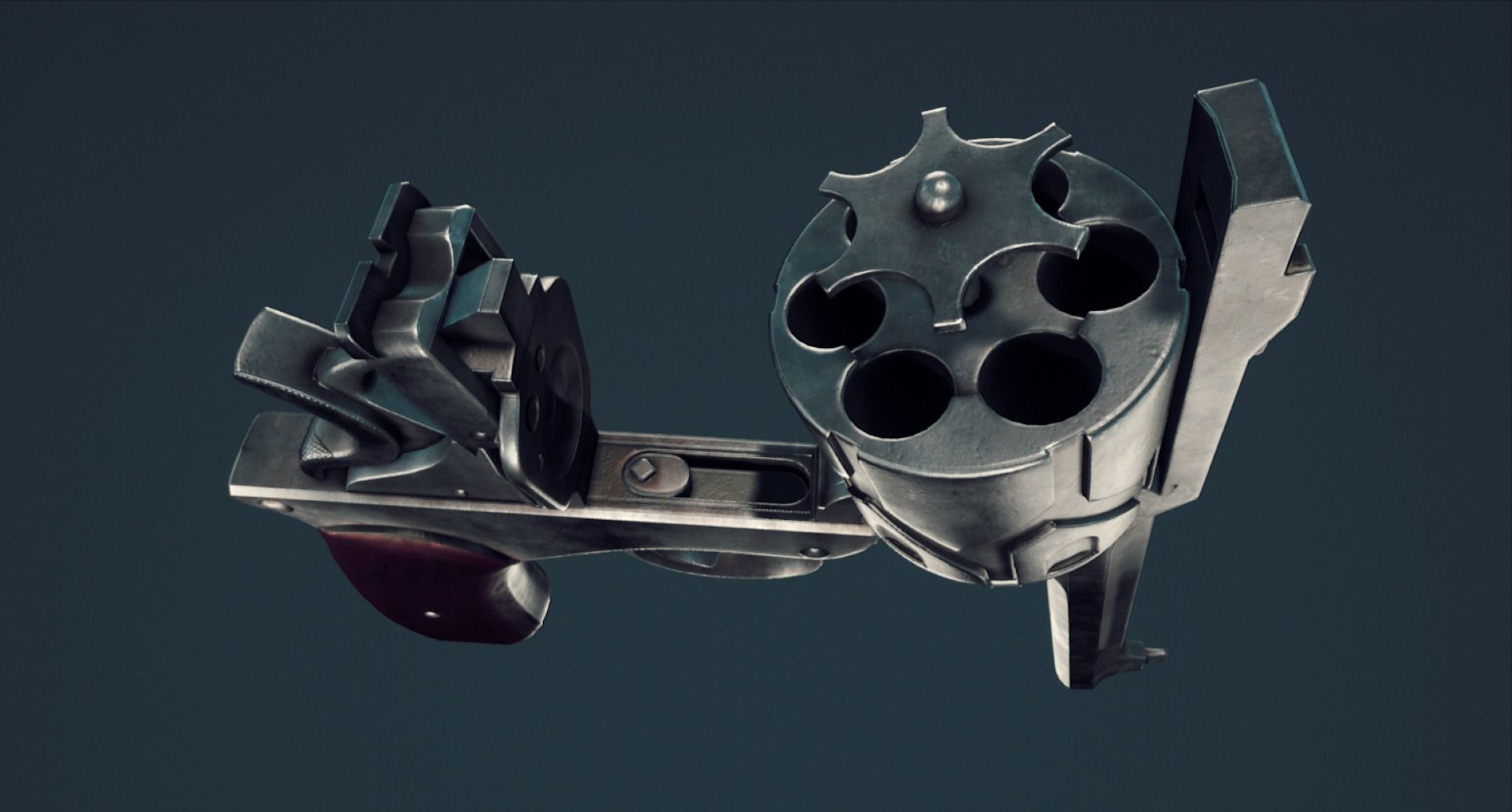 Webley Fosbery Automatic Revolver Low-poly 3D model_35