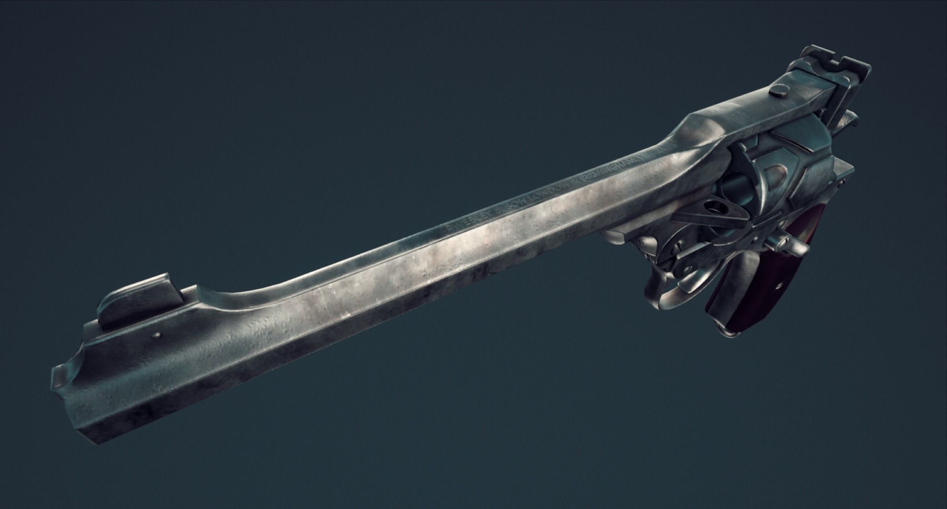 Webley Fosbery Automatic Revolver Low-poly 3D model_12