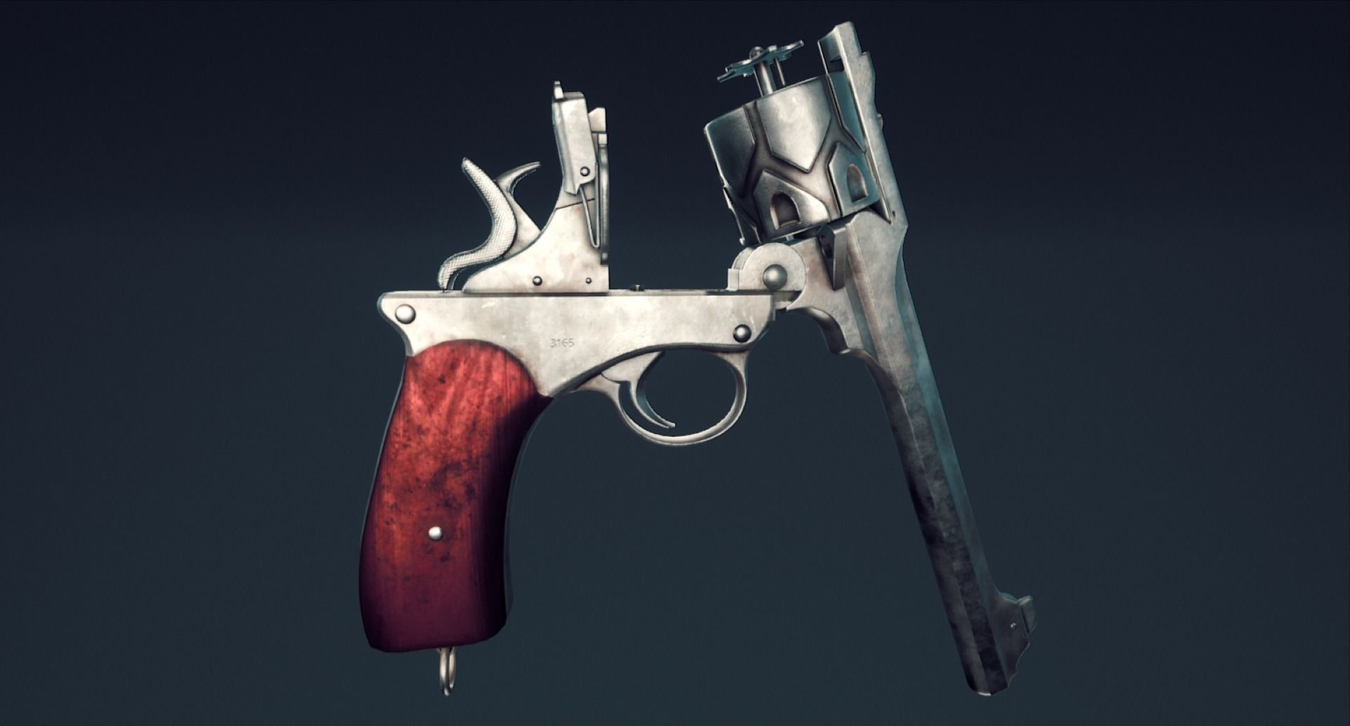 Webley Fosbery Automatic Revolver Low-poly 3D model_31