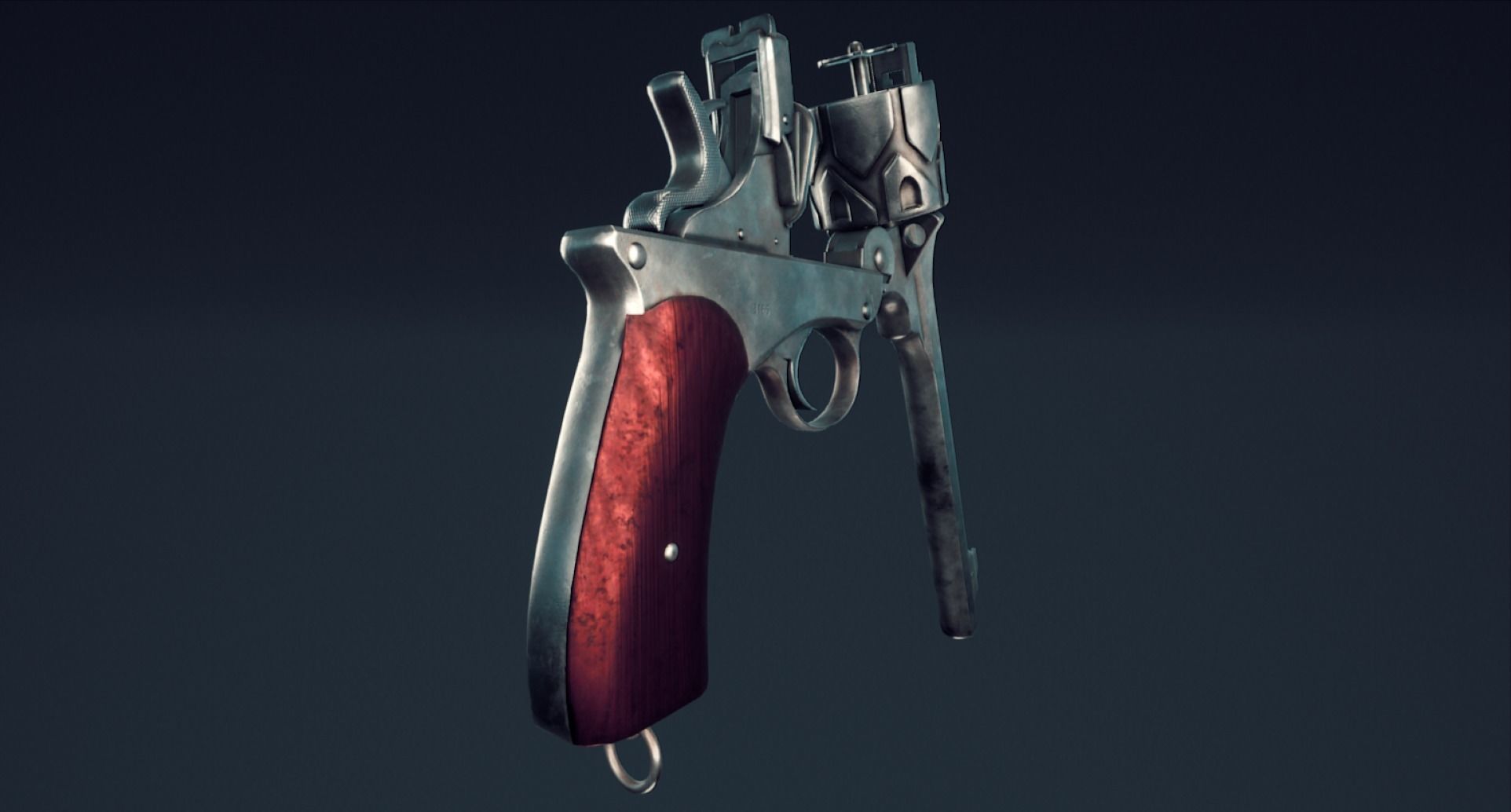 Webley Fosbery Automatic Revolver Low-poly 3D model_37