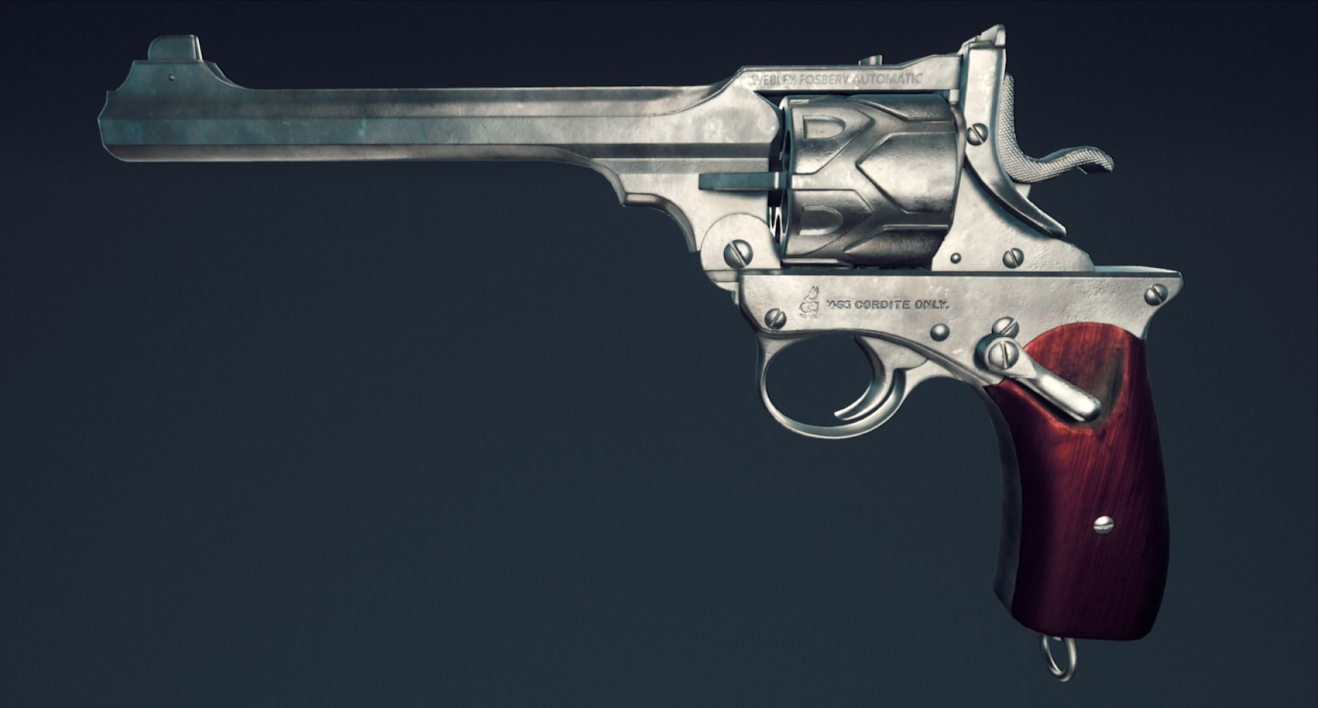 Webley Fosbery Automatic Revolver Low-poly 3D model_3