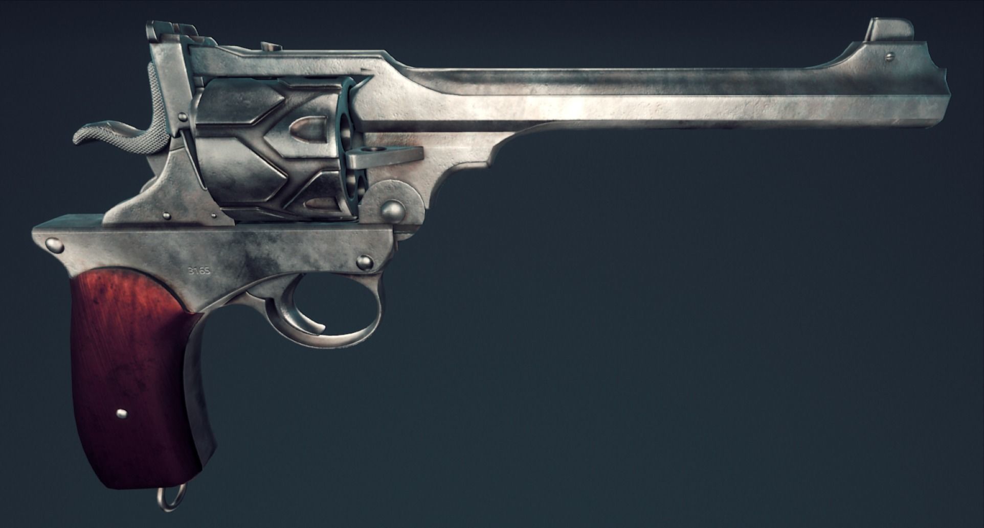 Webley Fosbery Automatic Revolver Low-poly 3D model_14