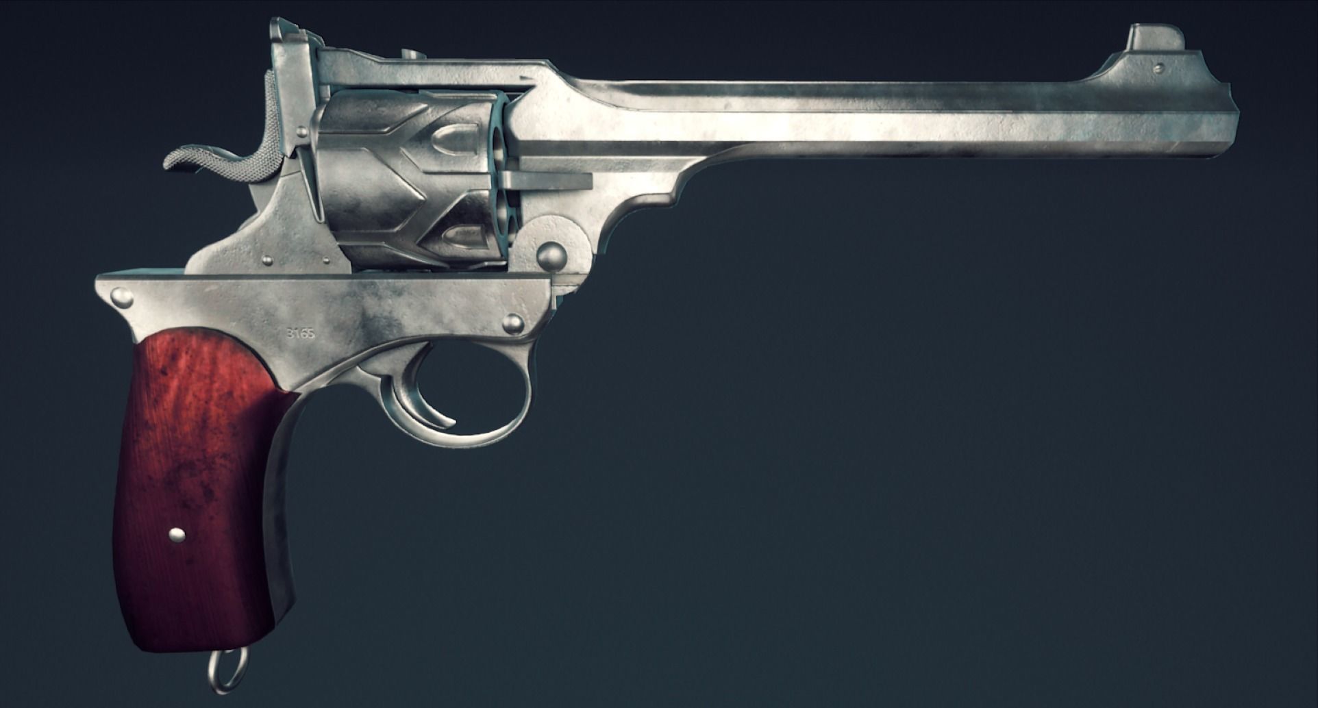 Webley Fosbery Automatic Revolver Low-poly 3D model_2