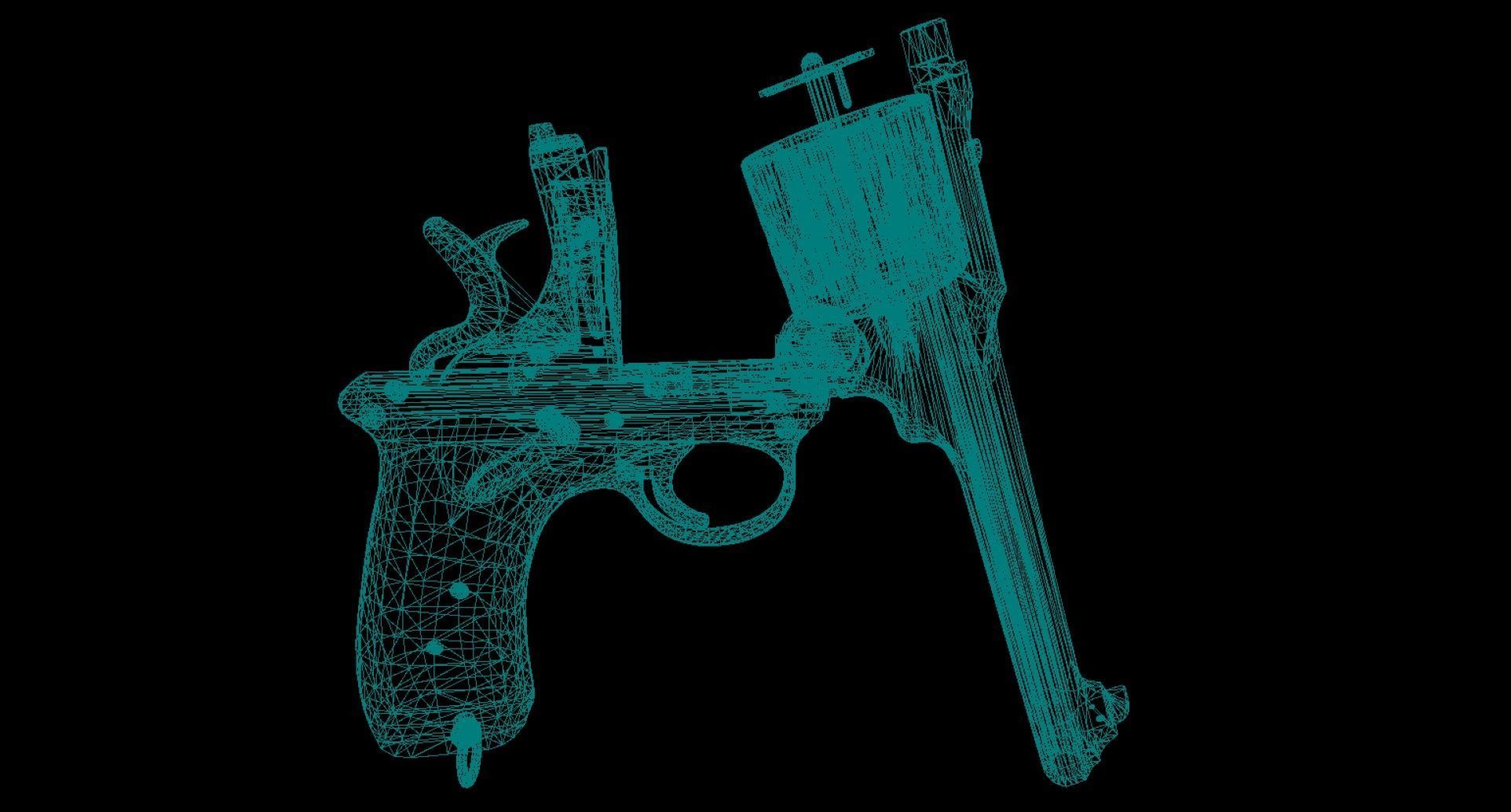 Webley Fosbery Automatic Revolver Low-poly 3D model_39