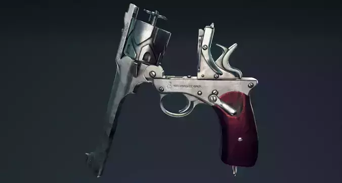 Webley Fosbery Automatic Revolver Low-poly 3D model
