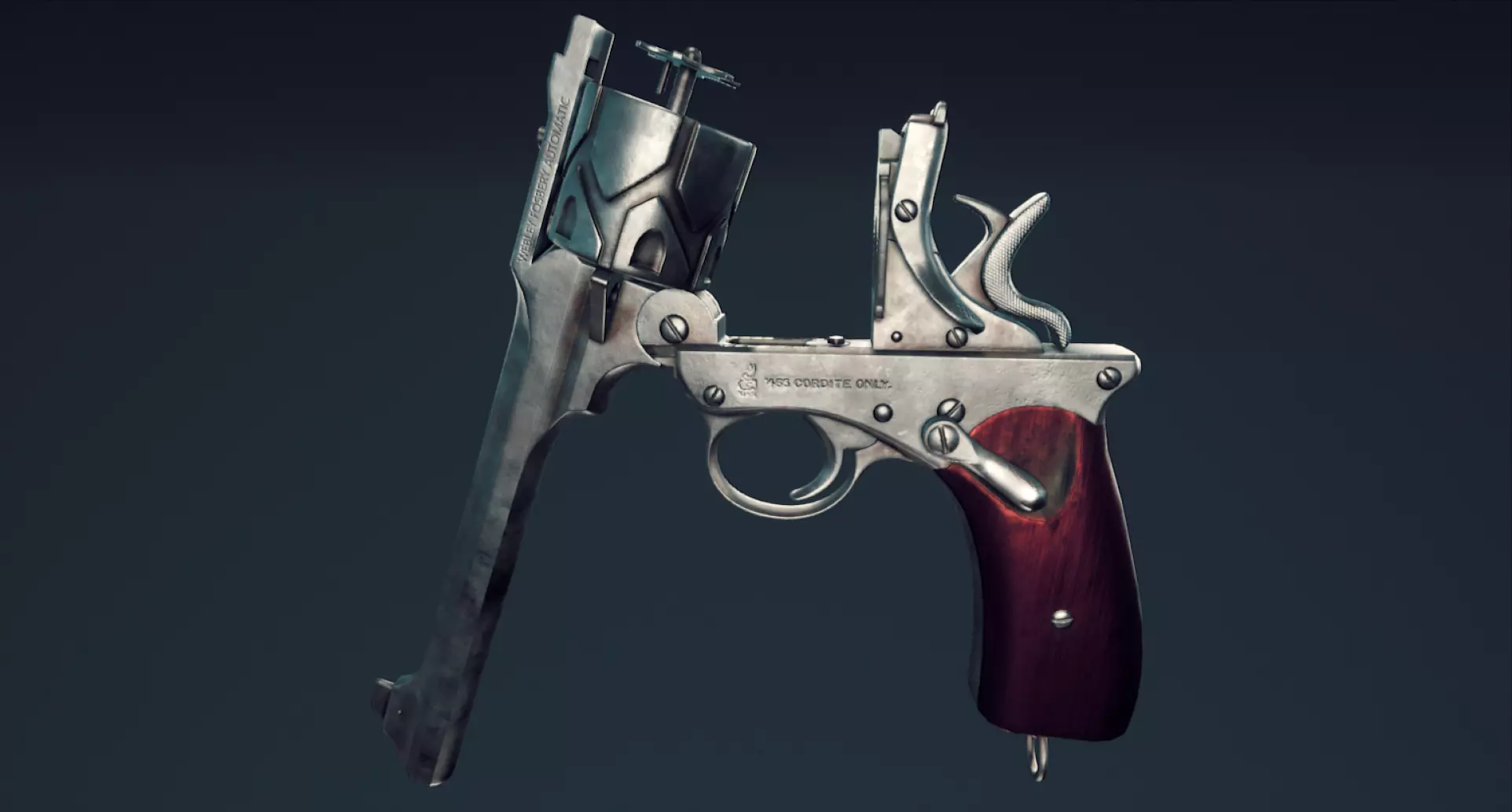 Webley Fosbery Automatic Revolver Low-poly 3D model_0