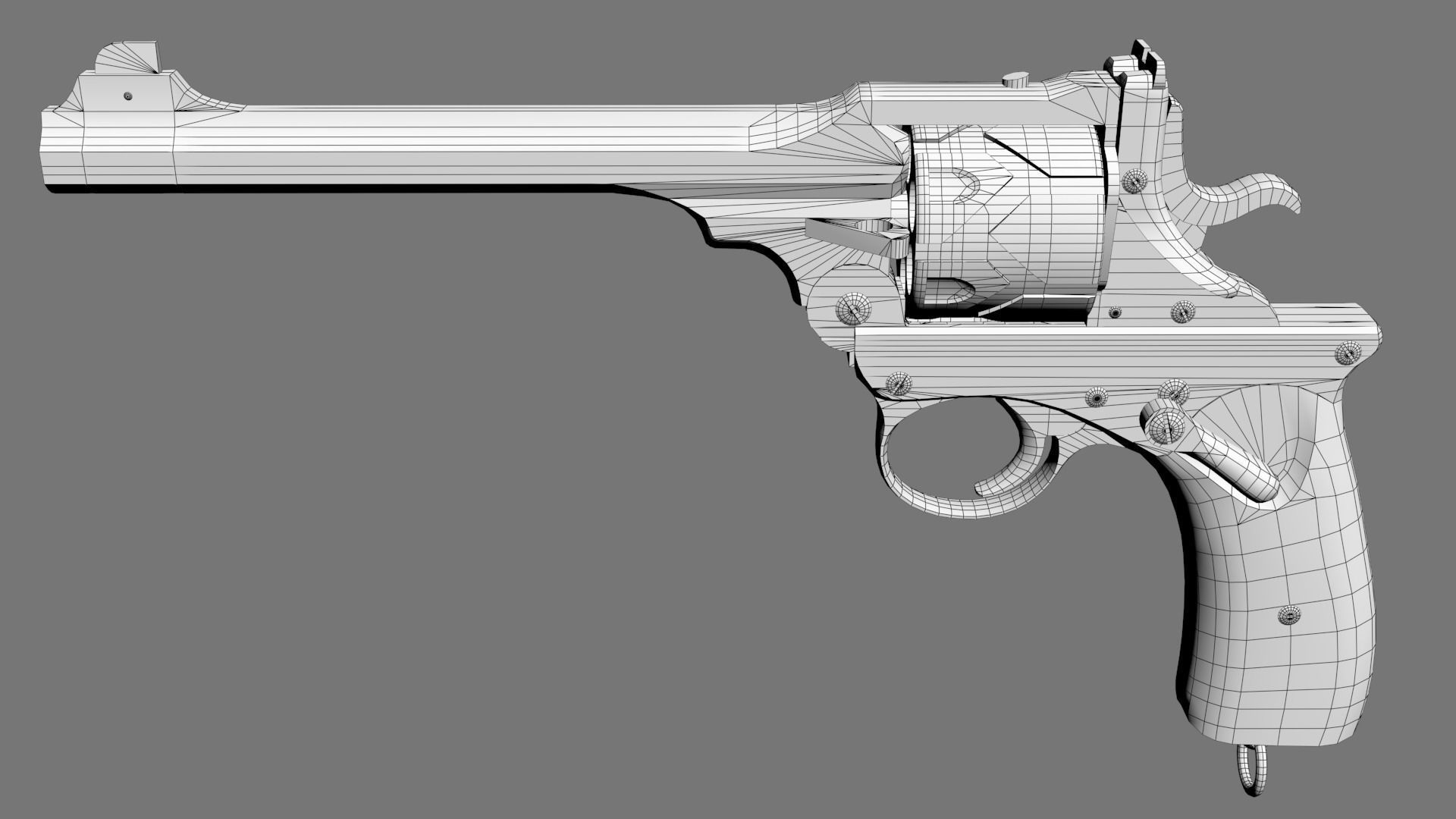 Webley Fosbery Automatic Revolver Low-poly 3D model_40