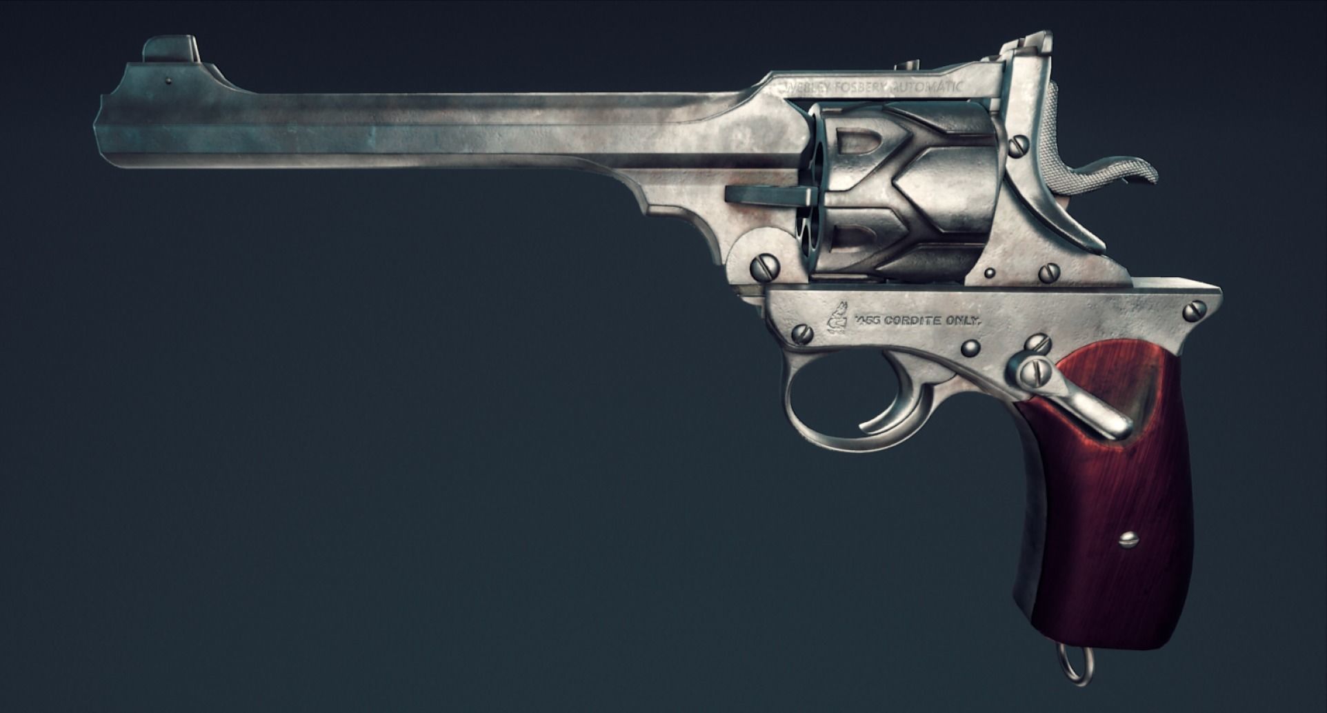 Webley Fosbery Automatic Revolver Low-poly 3D model_4