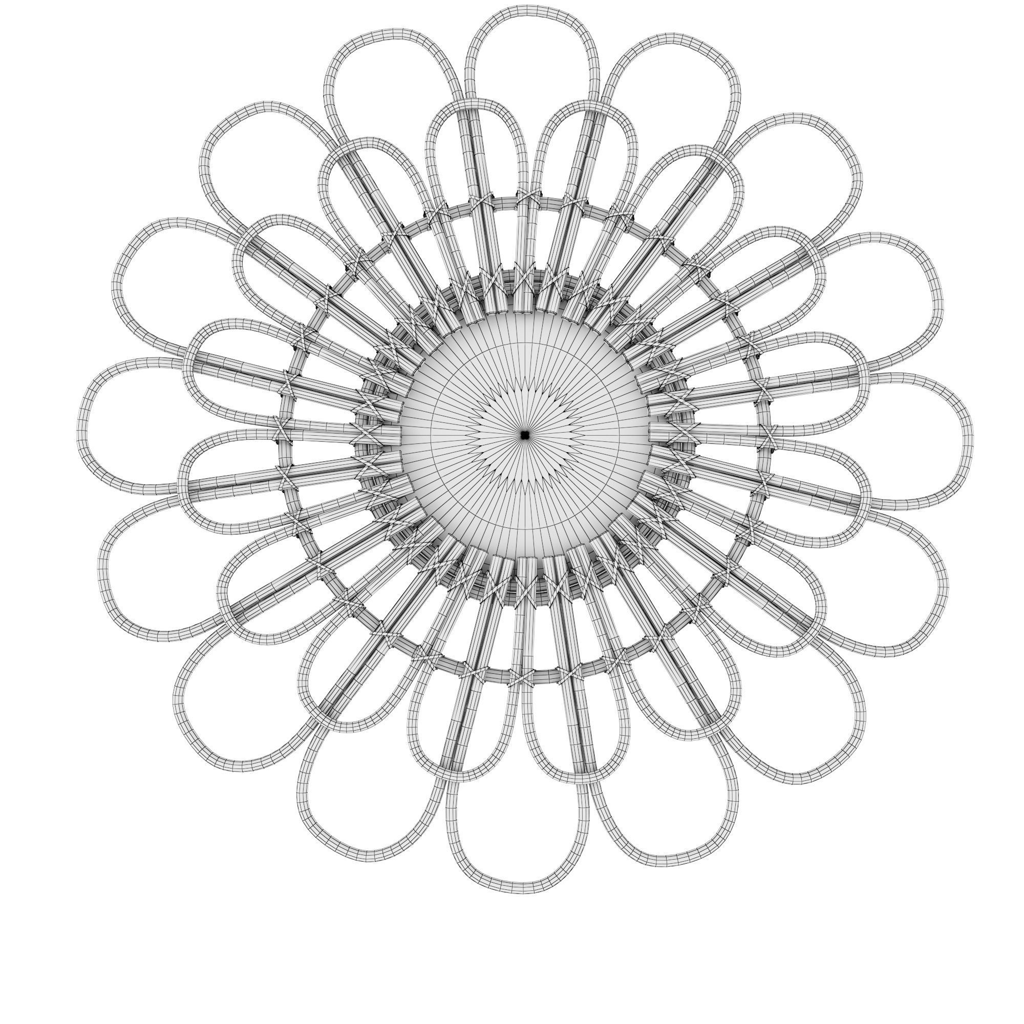 Rattan Mirror 3D model_1
