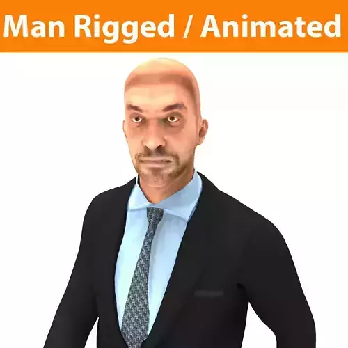 Man Rigged And Animated Character Low-poly 3D model
