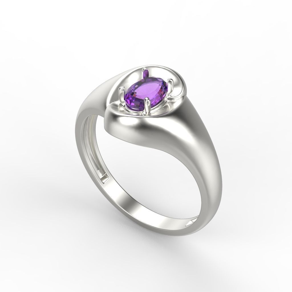 Women ring with gem 3dm stl CAD 3D print model_3