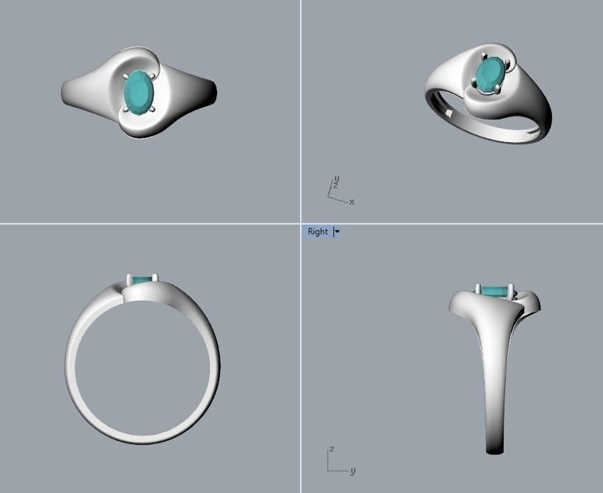 Women ring with gem 3dm stl CAD 3D print model_23