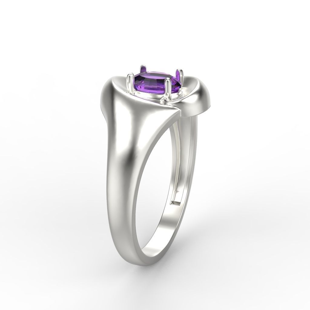Women ring with gem 3dm stl CAD 3D print model_5