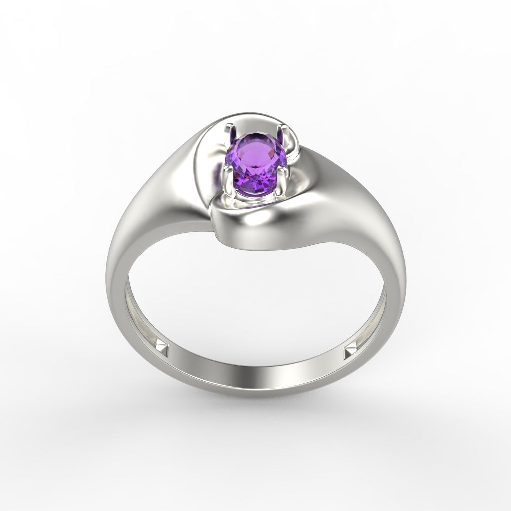 Women ring with gem 3dm stl CAD 3D print model_2