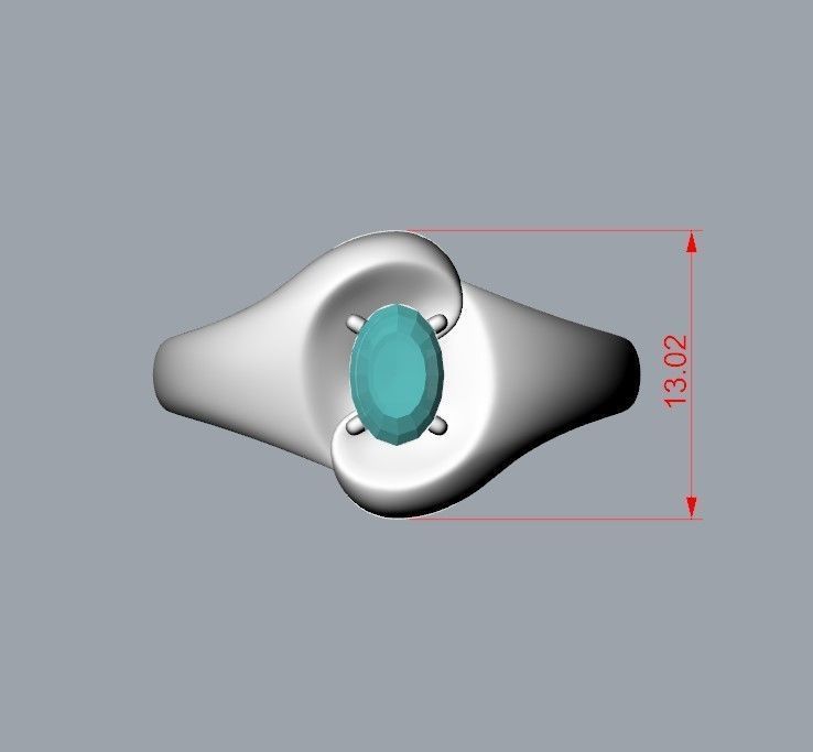 Women ring with gem 3dm stl CAD 3D print model_22
