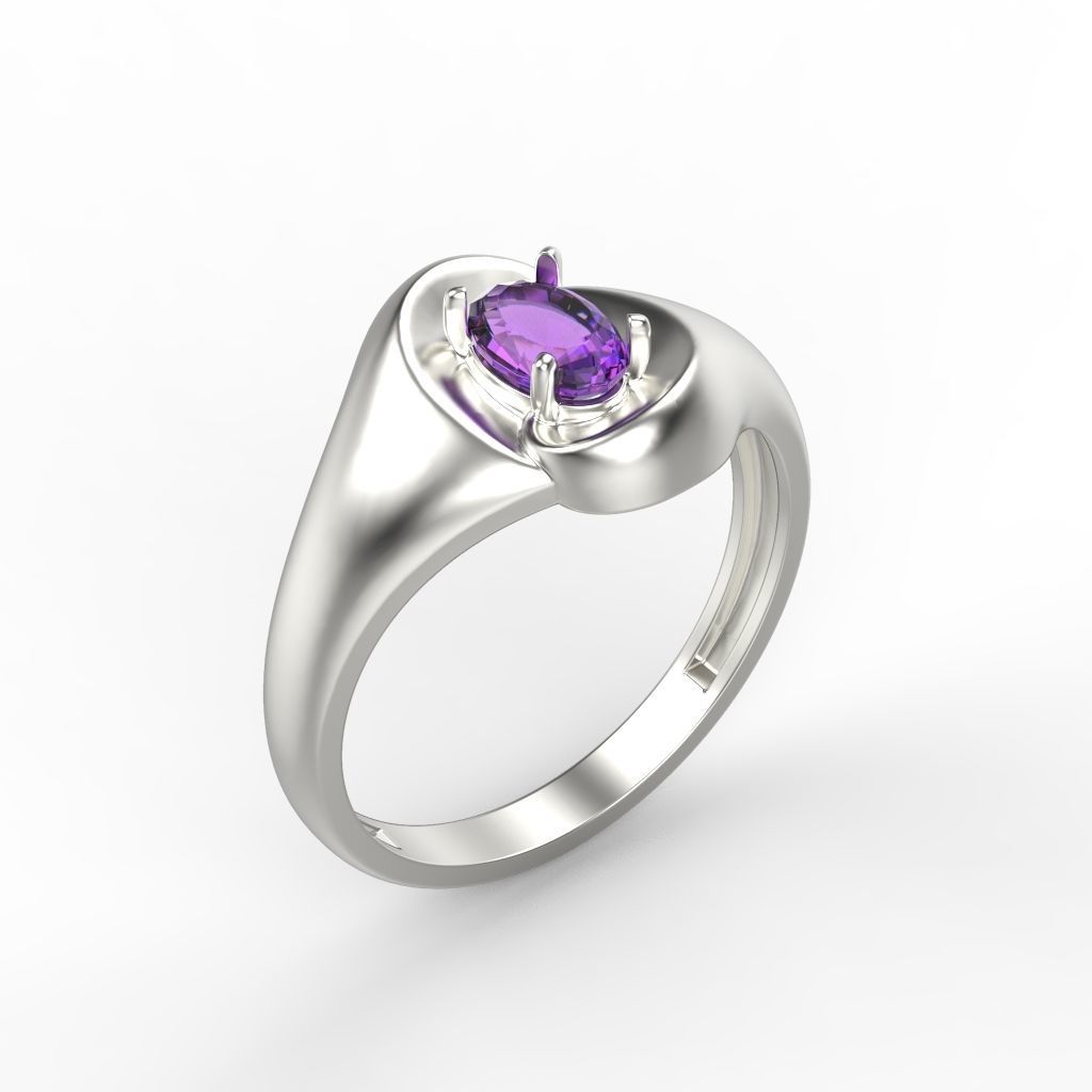 Women ring with gem 3dm stl CAD 3D print model_4