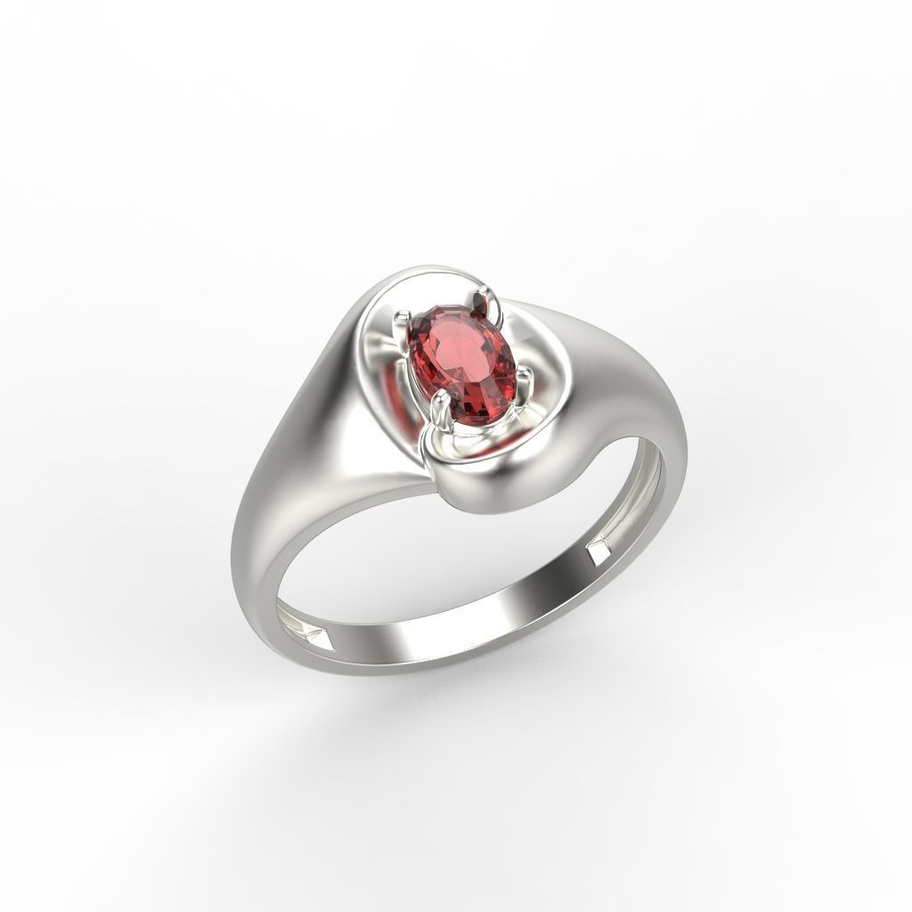 Women ring with gem 3dm stl CAD 3D print model_10
