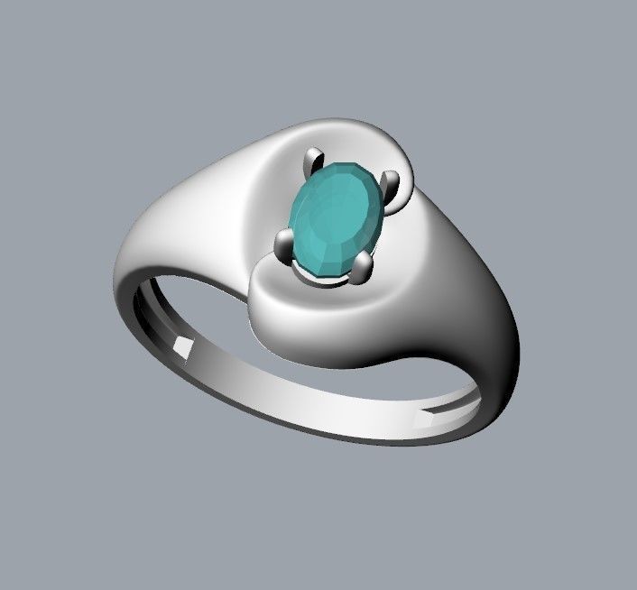 Women ring with gem 3dm stl CAD 3D print model_24