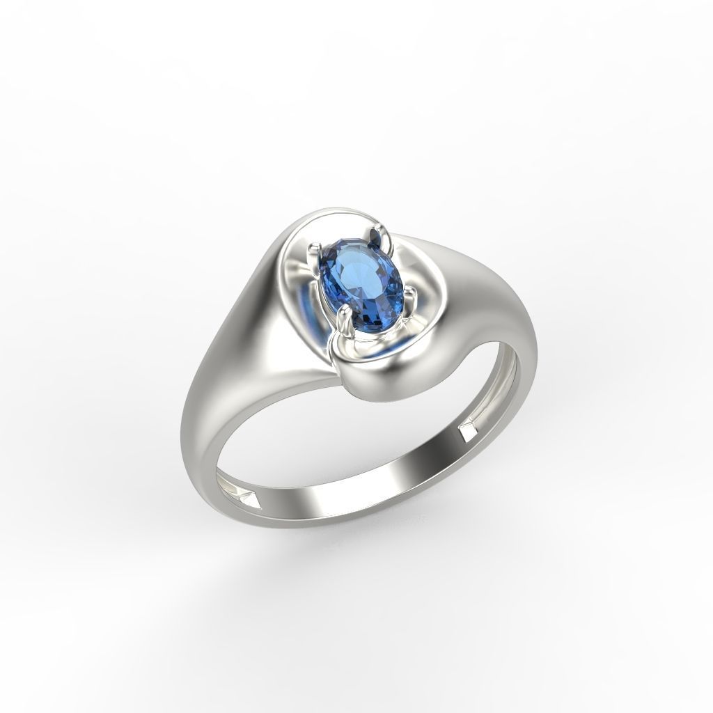 Women ring with gem 3dm stl CAD 3D print model_9