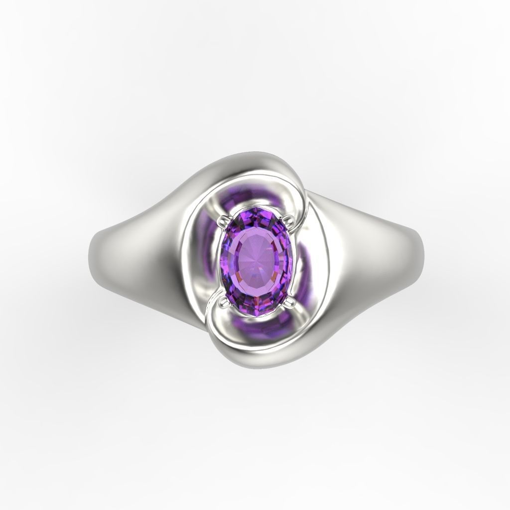 Women ring with gem 3dm stl CAD 3D print model_1