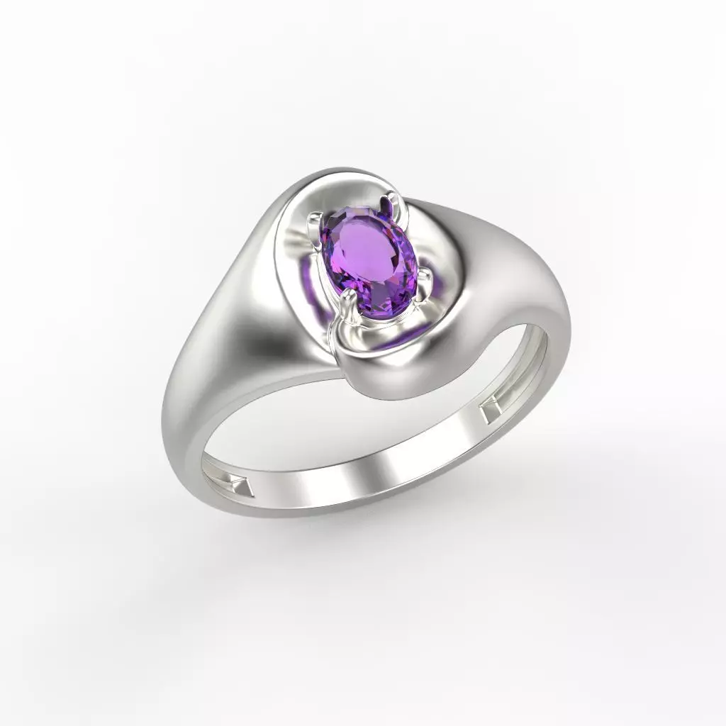 Women ring with gem 3dm stl CAD 3D print model_0