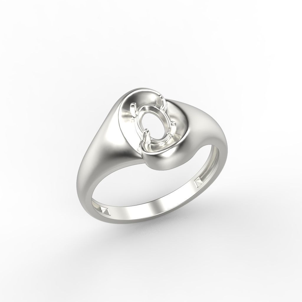 Women ring with gem 3dm stl CAD 3D print model_12