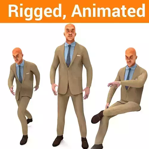 Man Rigged And Animated Character Low-poly 3D model