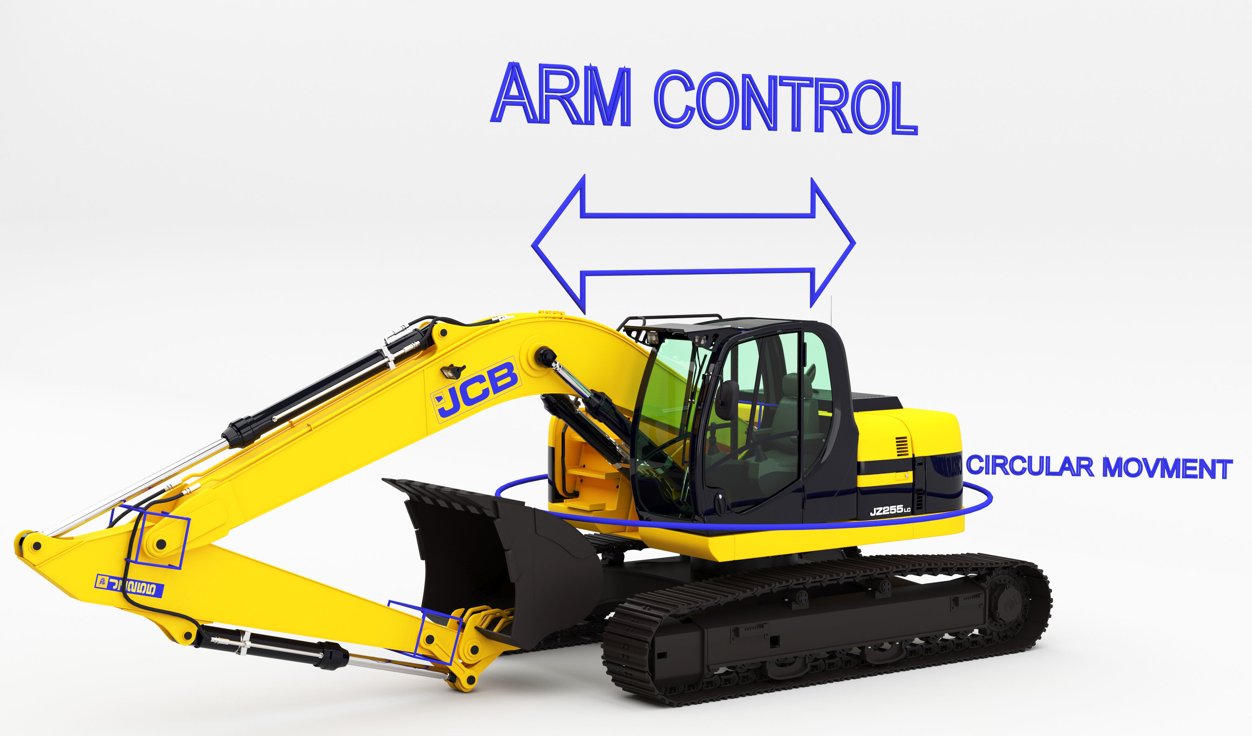 Excavator  JCB-JZ255 Rigged 3d model high detailed 3D model_3