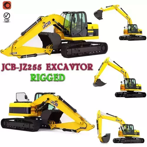 Excavator  JCB-JZ255 Rigged 3d model high detailed 3D model Excavator  JCB-JZ255 Rigged 3d model high detailed 3D model