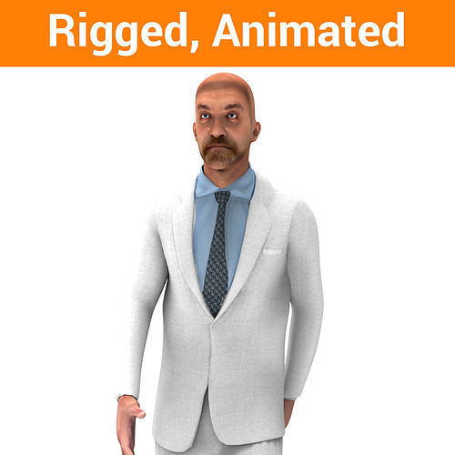 Man Rigged And Animated Character Low-poly 3D model